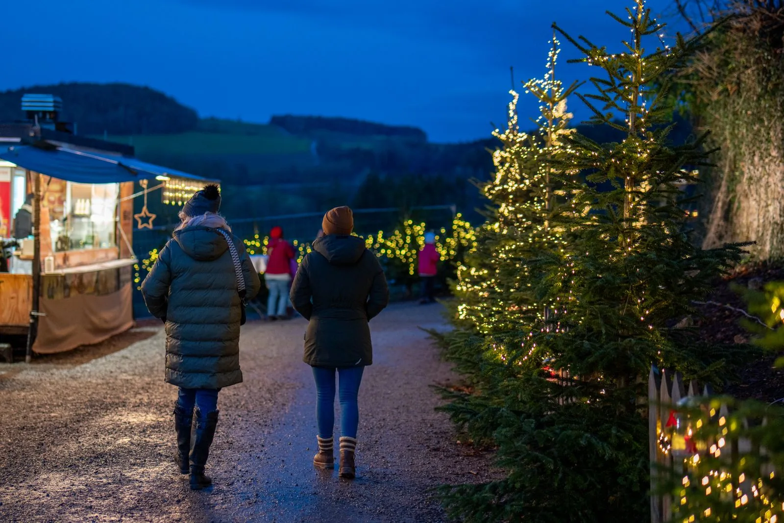 Traditional Christmas market stalls in Austria