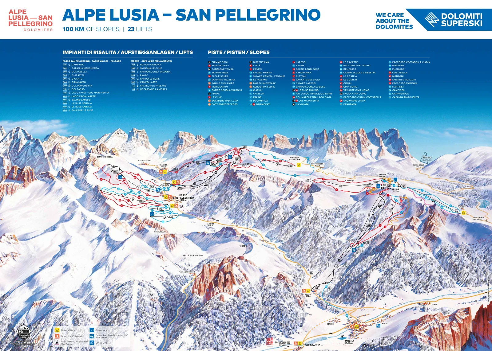 Published winter piste map: Alpe Lusia / San Pellegrino
