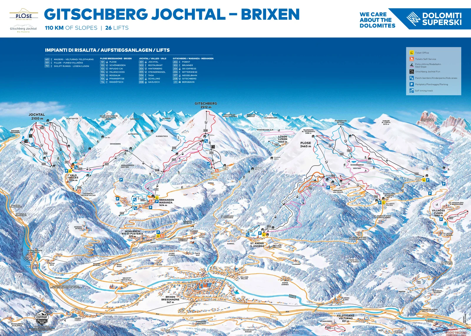 Published winter piste map: Gitschberg Jochtal / Brixen
