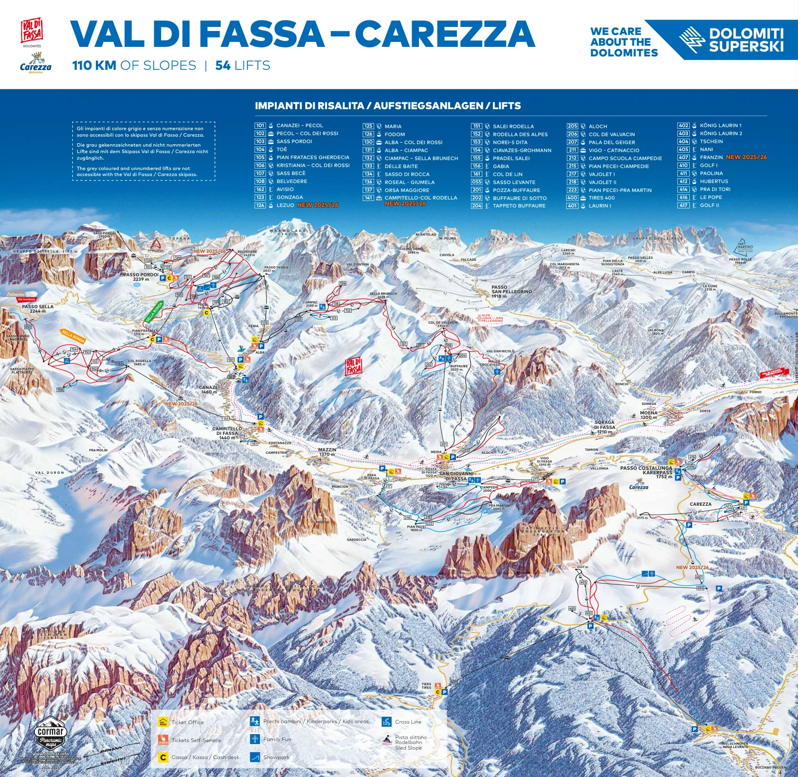 Published winter piste map: Val di Fassa / Carezza