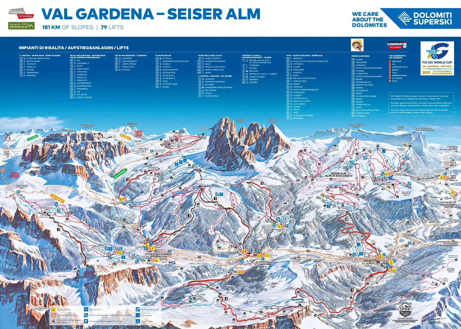 Published winter piste map: Val Gardena / Alpe di Siusi