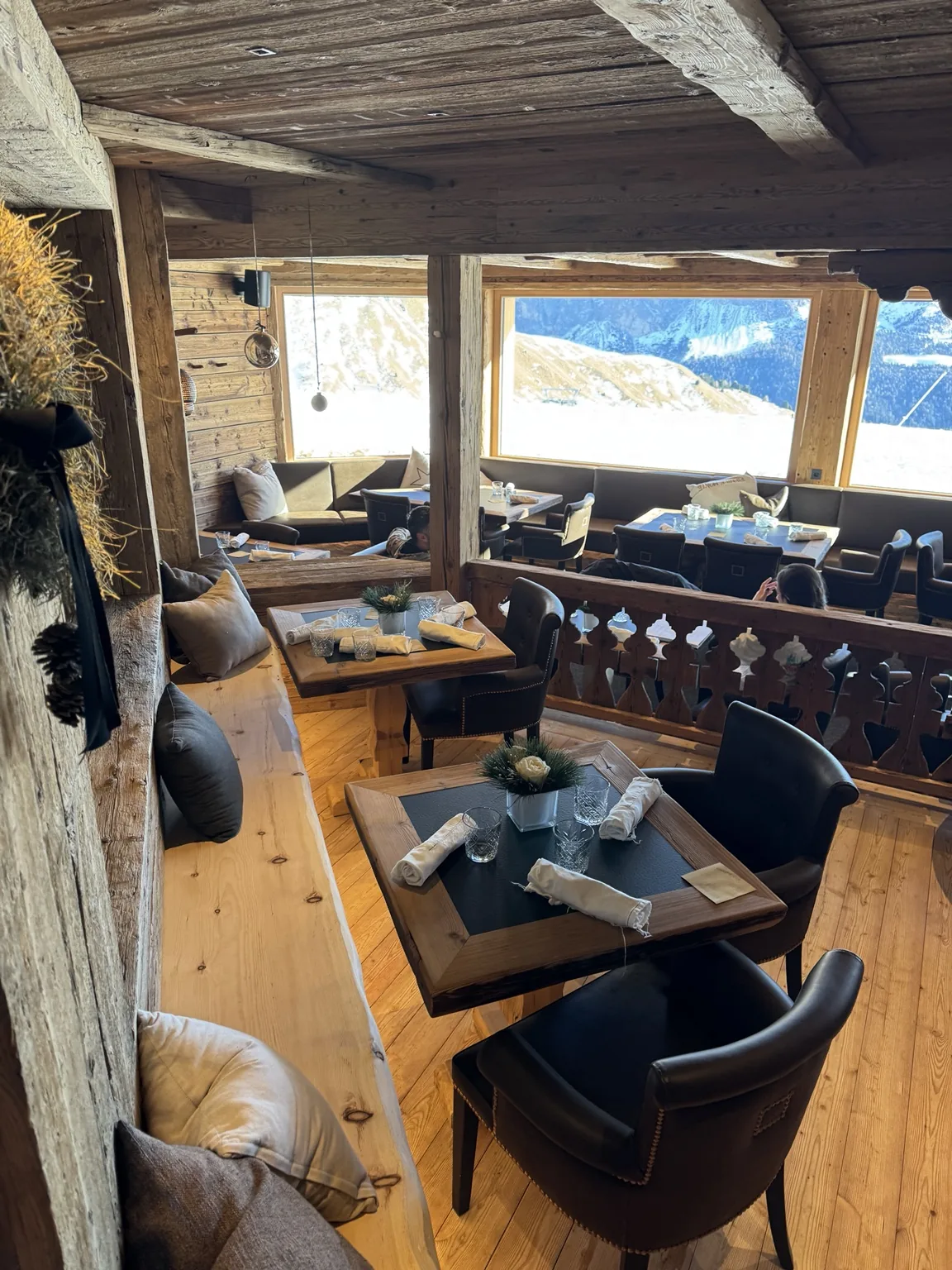 Lunch with the mountains outside.